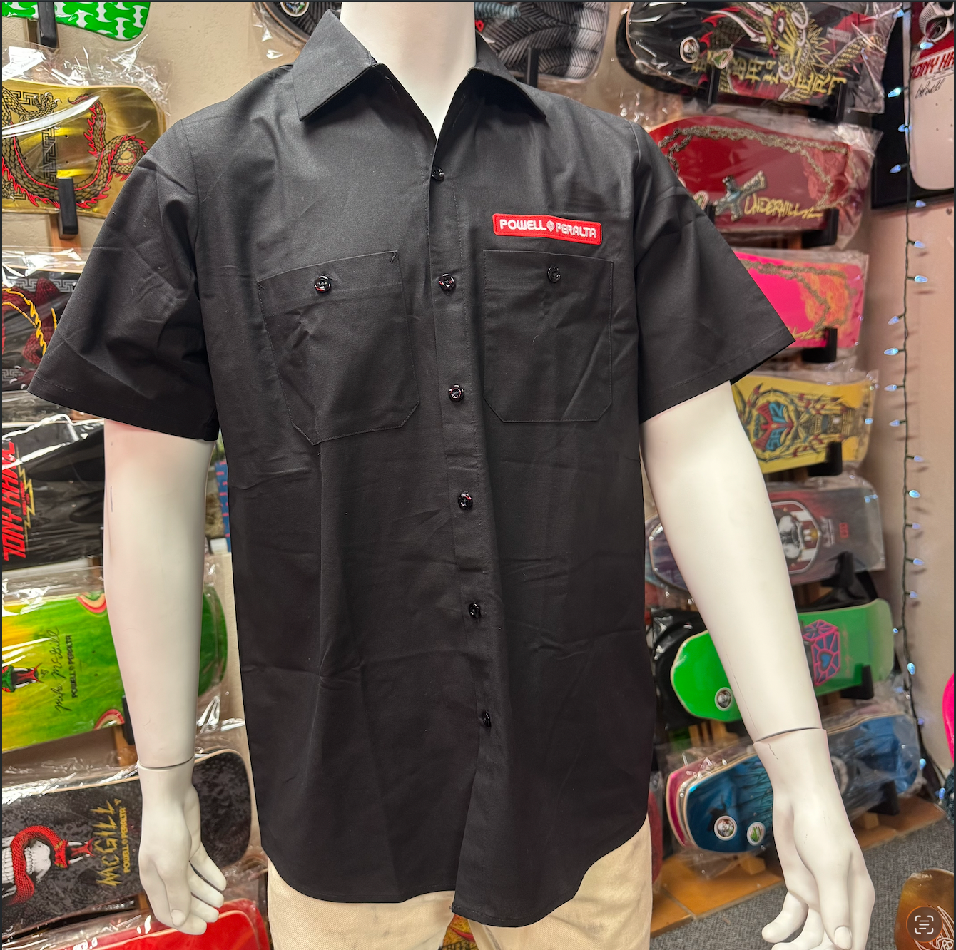 Powell Peralta Skate Shop Work Shirt Neon Ripper Navy