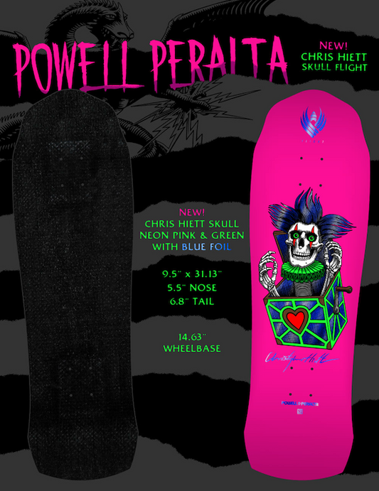 Powell Peralta Pro Chris Hiett Skull FLIGHT Skateboard Deck - 9.5 x 31.13