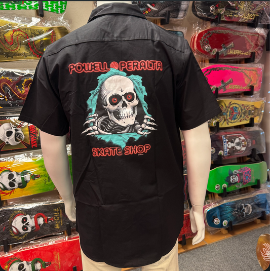 Powell Peralta Skate Shop Work Shirt Neon Ripper Black