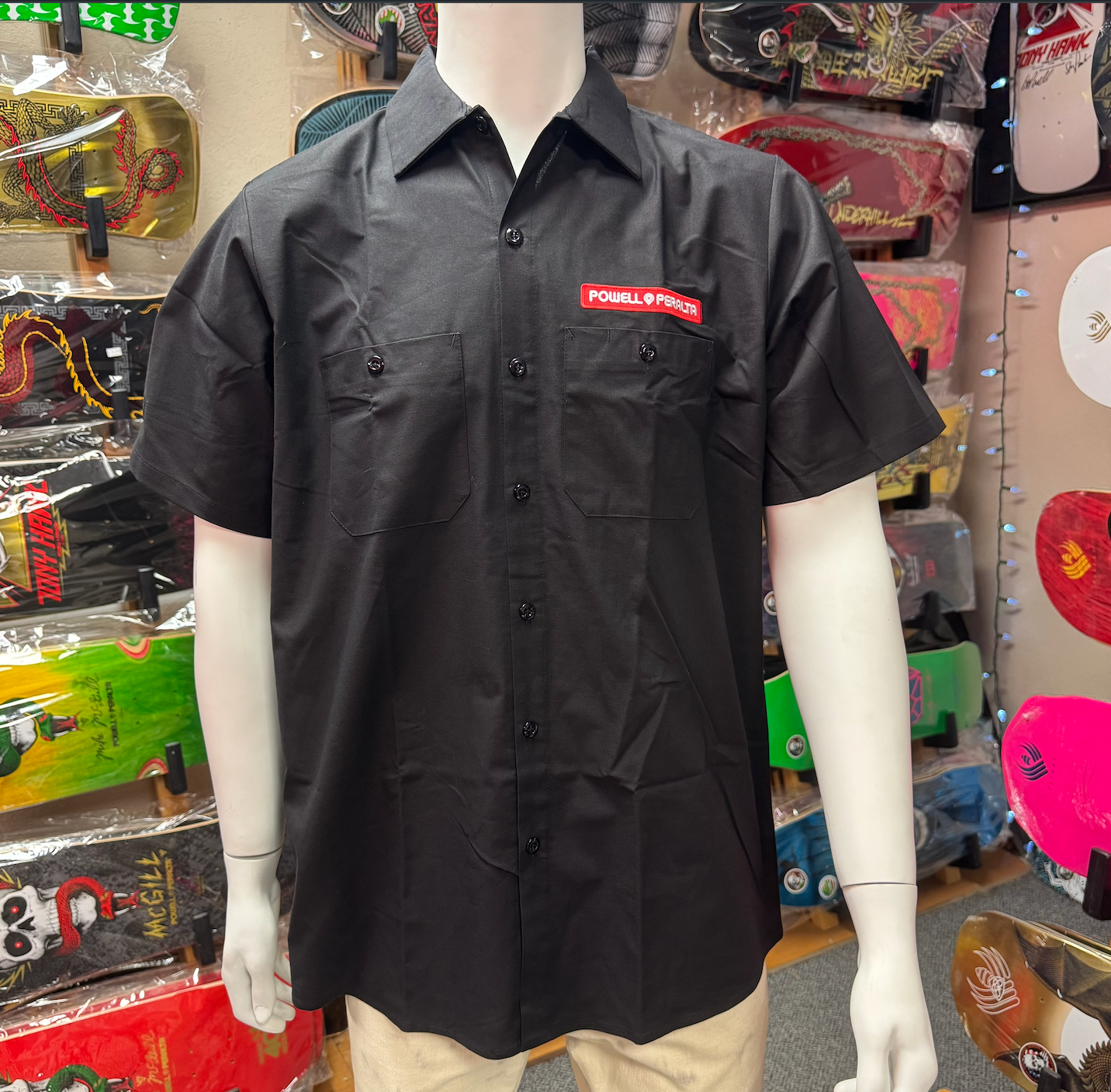 Powell Peralta Skate Shop Work Shirt Neon Ripper Black