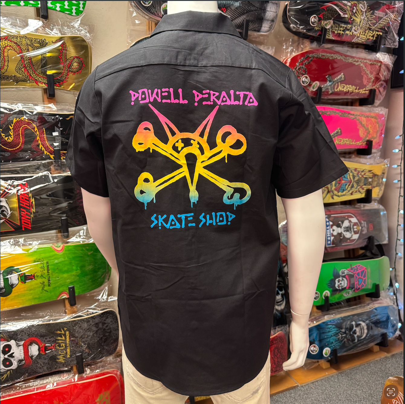 Powell Peralta Skate Shop Work Shirt Vato Rat Colby Fade Black